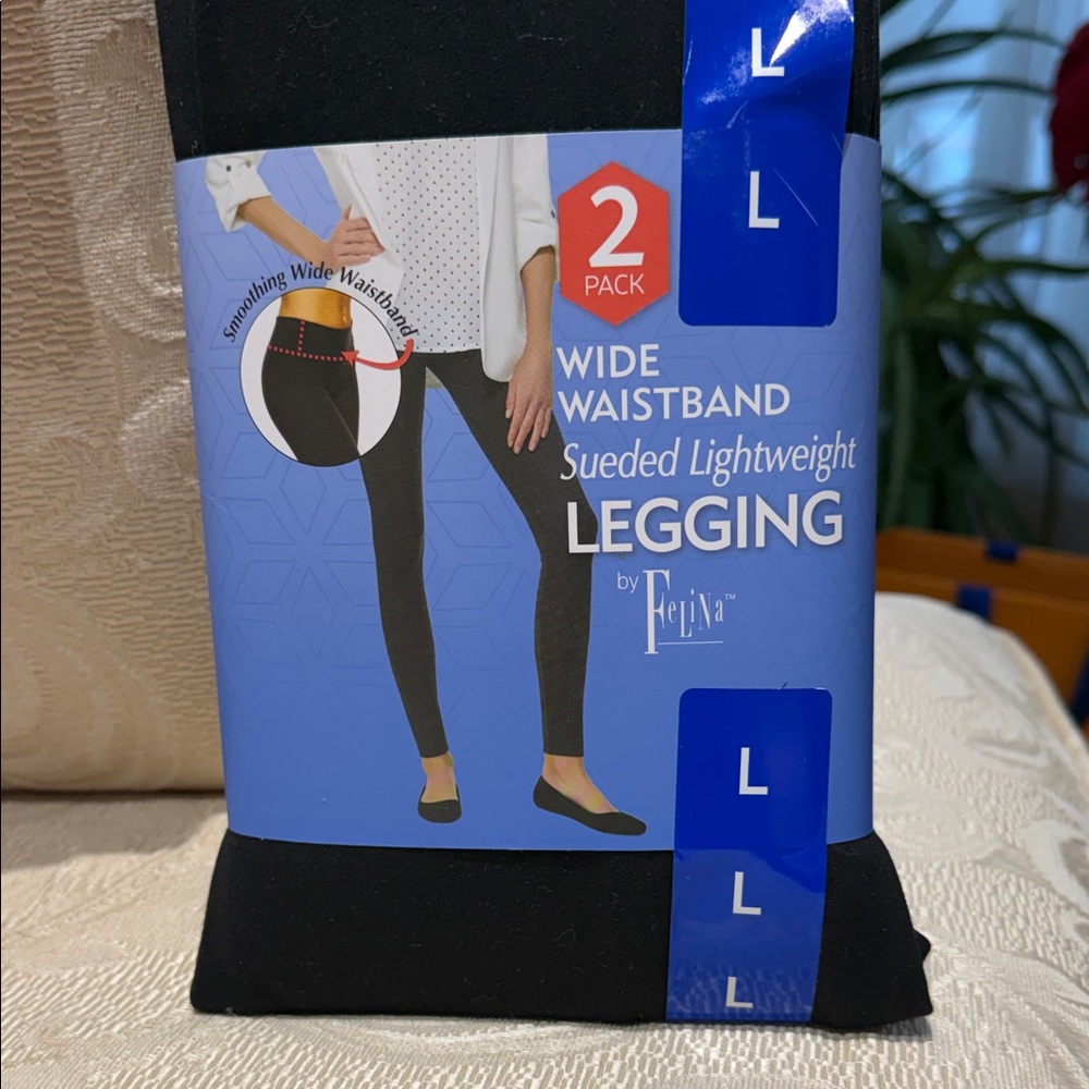 Felina Black Sueded Lightweight Leggings - 2 Pack
